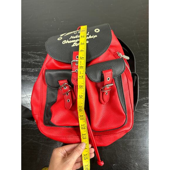 Guess- Red Cream Black- Mini Backpack Purse- National Champ League- preowned - Picture 2 of 11